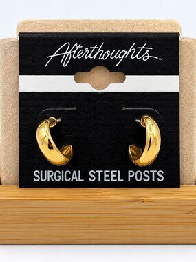 Afterthoughts NWT Gold Tone Half Hoop Earrings Surgical Steel Posts